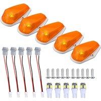 5Pcs Car Cab Roof Marker Lights Clearance for Ford Truck SUV T10 Running Lamps Lens Lamp Amber Car External Lights