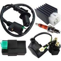 Ignition Coil Solenoid Relay Voltage Regulator 5-PIN CDI Box Spark Plug for 50Cc 70Cc 90Cc 110Cc 125Cc Go Kart Dirt Bike