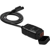 Motorcycle Handlebar 12V SAE Dual QC3.0 USB Car Charger Adapter with Voltmeter ,Dual USB Super Fast