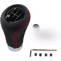 5 Speed Leather Stick Shift Knob Car Gear Shifting Shifter Lever Knobs Head Fit for Most Manual Vehicle, Black Leather