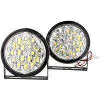 2Pcs DC 12V 18 LED DRL Round Car Fog Lamp Driving Daytime Running Light White