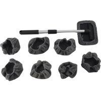 Car Window Cleaner Brush,Windshield Glass Cleaning Tool Extendable Aluminum Handle with 8Pcs Microfiber Covers