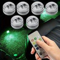 RGB LED Car Interior Roof Foot Ambient Light Wireless Remote Control Decoration Auto Atmosphere Lamp with Battery Colorful