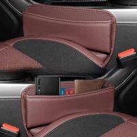 1pcs Leather Car Seat Gap Organizer Multifunction Console Crevice Filler Side Storage Box Car