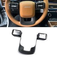 Carbon Fiber Car Interior Steering Wheel Trim Cover Mouldings Decoration For 2024 2025 Hyundai Santa Fe Accessories