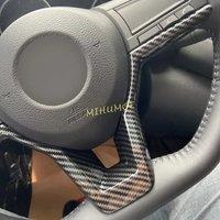For Nissan Sentra Rogue Sport X-Trail Qashqai Kicks Altima Versa Micra Juke Carbon Fiber Interior Steering Wheel Cover Trims