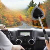 Car Window Cleaner Brush Auto Windshield Cleaner Microfiber with 4 Reusable Washable Pads Extendable