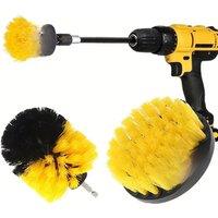 4-Pc Drill Brush Attachment Set Power Scrubber Cleaning Kit For Grout Floors Tiles Bathrooms Kitchens & Cars