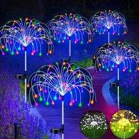 1/2/4/6PCS Solar Firework Light Waterproof Outdoor 8 Lighting Modes 90-200LED Fairy String Light Christmas 3 Colors Garden Decor