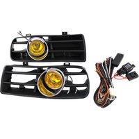 Front Bumper Grill Yellow Fog Light for -Mk4 Golf 1998-2004 with LED Fog Lamp Day Running Light