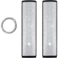 Car Diamond-Studded Seat Belts Shoulder Pads Car Crystal Rhinestone Start Button Ring Stickers Car