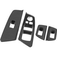 4Pcs Car Window Switch Lift Panel Button Frame Cover Trim for-BMW 5 Series G30 2017-2018 Car Sticker Carbon Fiber