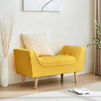 Soft Chenille Upholstered Bench with Wooden Legs Home Furniture Bedroom Bed End Stool Storage Bench