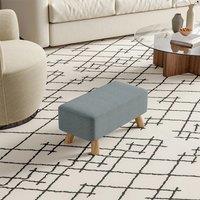 Grey Rectangular Tofu-shaped Household Multifunctional Footrest with Solid Wooden Legs