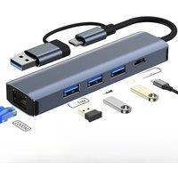 5 IN 2 USB-C USB-A HUB Multiport Adapter Type C USB 3.0 Data Transfer Gigabit Ethernet RJ45 Docking Station for Mac Book Pro