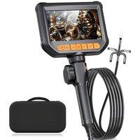 Two-Way Articulating Borescope 1080P 5 Inch IPS Endoscope Camera with 8Light Video Inspection Camera for Automotive & Aircraft