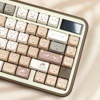MAO Cat Ear Keycaps Coffee Cat TOP Printed Letters Dye Sub Big Set Key Caps Pbt Material For Mechanical Keyboard Wooting Switch