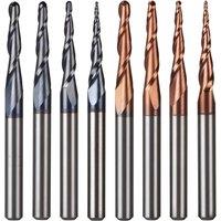 5pcs/Lot carbide Solid Carbide Inch Size 3.175mm Ball Nose Tapered Milling Bit Router Bits Taper Wood Milling Cutter