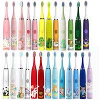 Electric Toothbrush Children Cartoon Kids With Replacement Head Ultrasonic IPX7 Waterproof