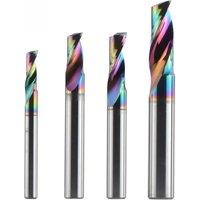 Dreanique 1pc 3.175 4 6 8mm Single Flute Solid Carbide Alloy End Mill, DLC Coating Milling Cutter Bit For Aluminium