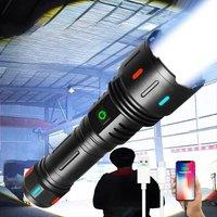 High Power Flashlight 10000 Ultra Powerful Torch Usb Rechargeable Led Lamp Fluorescence Army