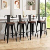 Set of 4 Metal Frame Vintage High Bar Stool