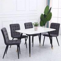 Set of 4 Buttoned Frosted Velvet High Back Dining Chairs for Living Room, Garden, Kitchen, Bedroom,