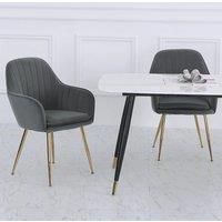Set of 2 Velvet Dining Chairs with Pad for Living Room Garden Kitchen Bedroom, Grey