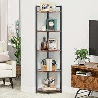 Brown 5 Tier Corner Book Shelf Home Storage Display For Bedroom Office 30cm W x 30cm D x 150cm H