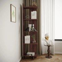 5 Tier Corner Storage Bookshelf Shelving Unit, Walnut