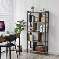 Industrial Style 5 Tier Bookcase Metal Frame For Bedroom Office 74 cm W x 30 cm D x 155 cm H