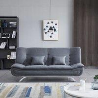 Grey Shell 3 Seater Recliner Sofa Bed with 2 Pillows for Living Room Bedroom Home Office Study