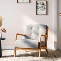 Linen Buttoned Armchair Log Frame
