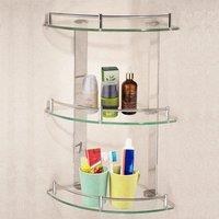3 Tier Corner Glass Shower Storage Shampoo Holder, 24x24CM