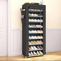 10-Tier Shoe Cabinet with Roll-Up Door
