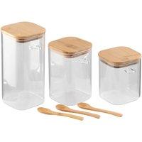 3Pcs Glass Storage Jars with Bamboo Spoons