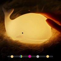 LED Night Light Cute Whale Cartoon animals Silicone Lamp for Children Kid Touch Sensor Timing USB Rechargeable for Birthday Gift