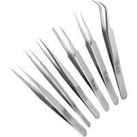 Anti-Static Precision Stainless Curved Straight Tip Electronics Industrial Tweezers Silver/Black Phone Repair Hand Tools