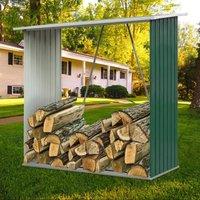 157cm Green Garden Firewood Log Shed Storage Stand Tool House Elevated Design Slanted roof