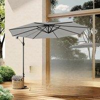 3M Large Garden Hanging Parasol Cantilever Sun Shade Patio Banana Umbrella No Base, Light Grey