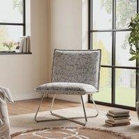 White Modern Linen Accent Chair with Metal Base for Living Room Garden Kitchen Bedroom