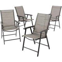 Set of 4 Brown Garden Patio Folding Chairs for Living Room Garden Kitchen Bedroom