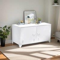 Metal Storage Sideboard Cabinet TV Stand with 2 Door Buffet, White