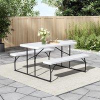 White Foldable Picnic Table and Bench Set
