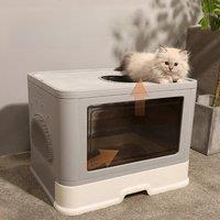 Enclosed Folding Plastic Cat Litter Box with Scoop