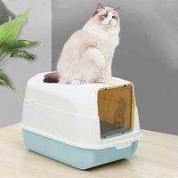 Large Hooded Top Entry Cat Litter Box with Scoop