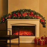 180CM Christmas Cow Horns Shape Rattan Christmas Wreath with LED light, Style A