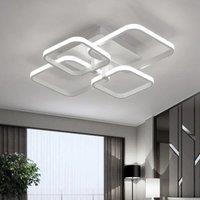 Square LED Dimmable Chandelier Ceiling Light With Remote, 4/6 Head
