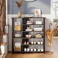 Black Open Style Wood Shoe Rack