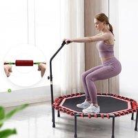 51 Inch Black Red Octagonal Garden Trampoline Fitness Trampoline with Adjustable T-Bar Handle for